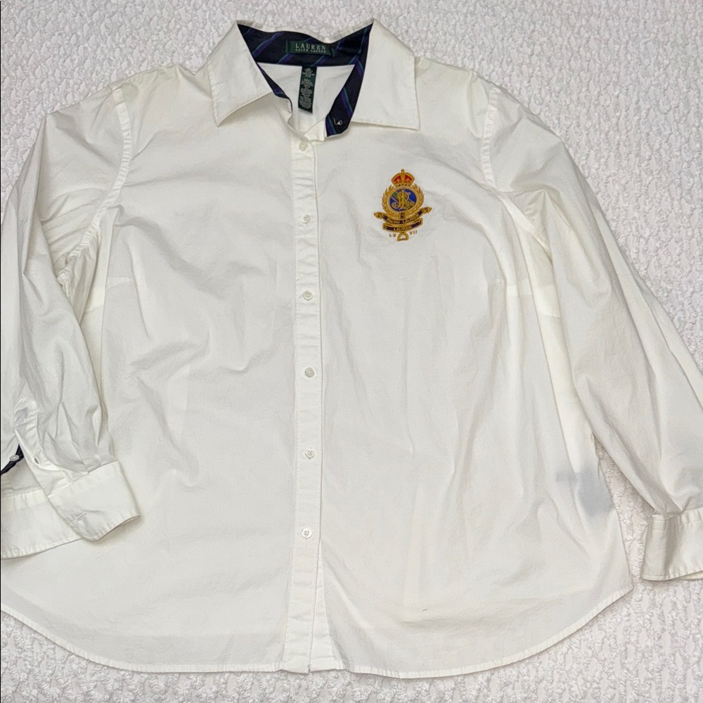 Ralph Lauren White Shirt with Embroidered Crest